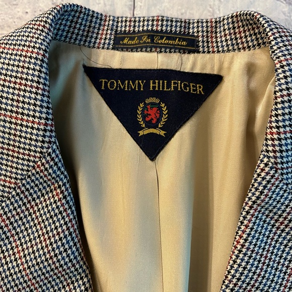 TOMMY HILFIGER MENS HOUNDSTOOTH WOOL AND SILK ACETATE LINING SPORT COAT SIZE 44R - Picture 4 of 9